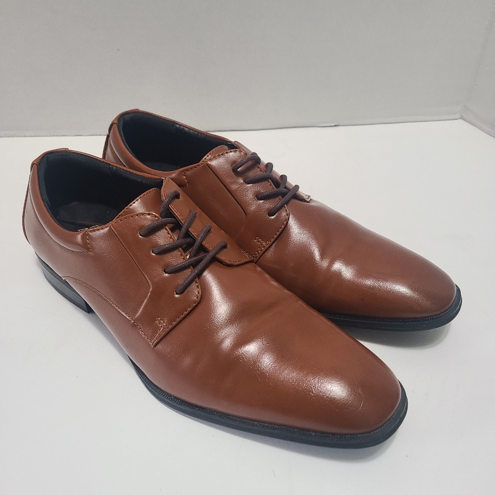 Alfani Andrew‎ Classic Dark Tan Leather Men's Dress Shoes Size 8.5